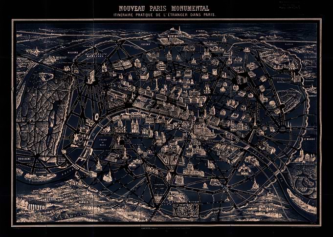 Paris vintage black map