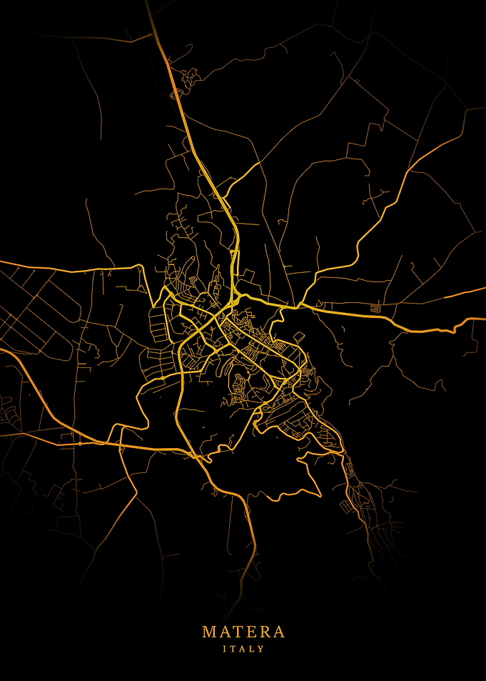 Matera City Map Gold