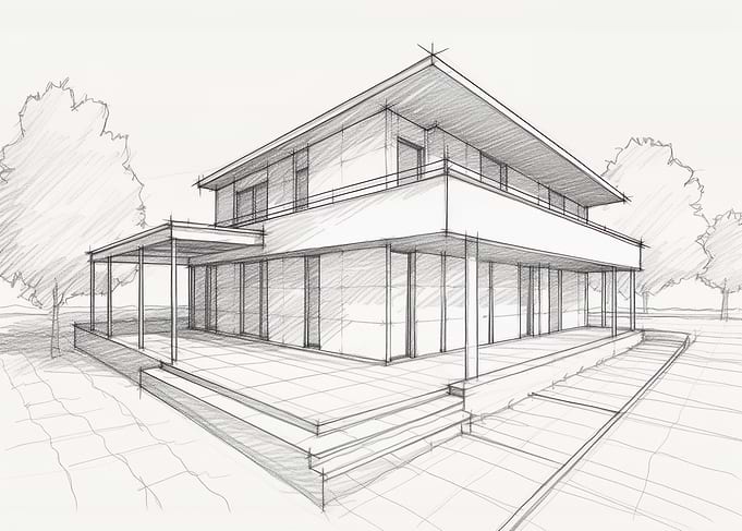 Pencil Drawing Villa