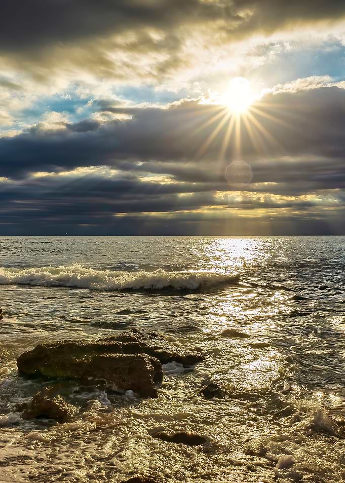 Sea landscape sunset calm