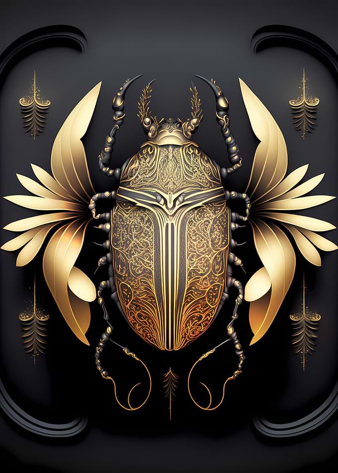 Queen Golden Black Beetle