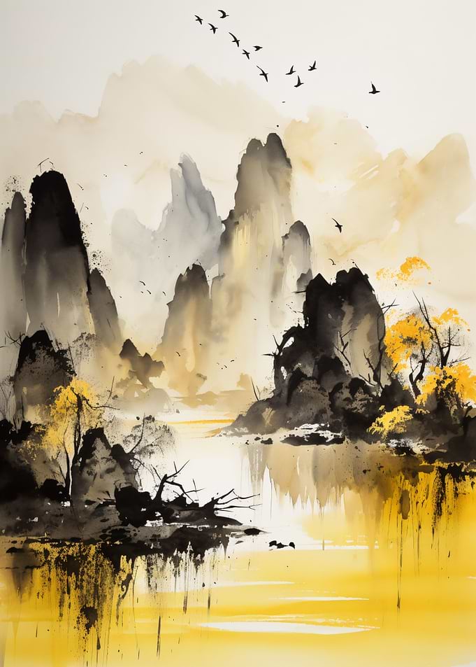 Watercolor Guilin Yellow