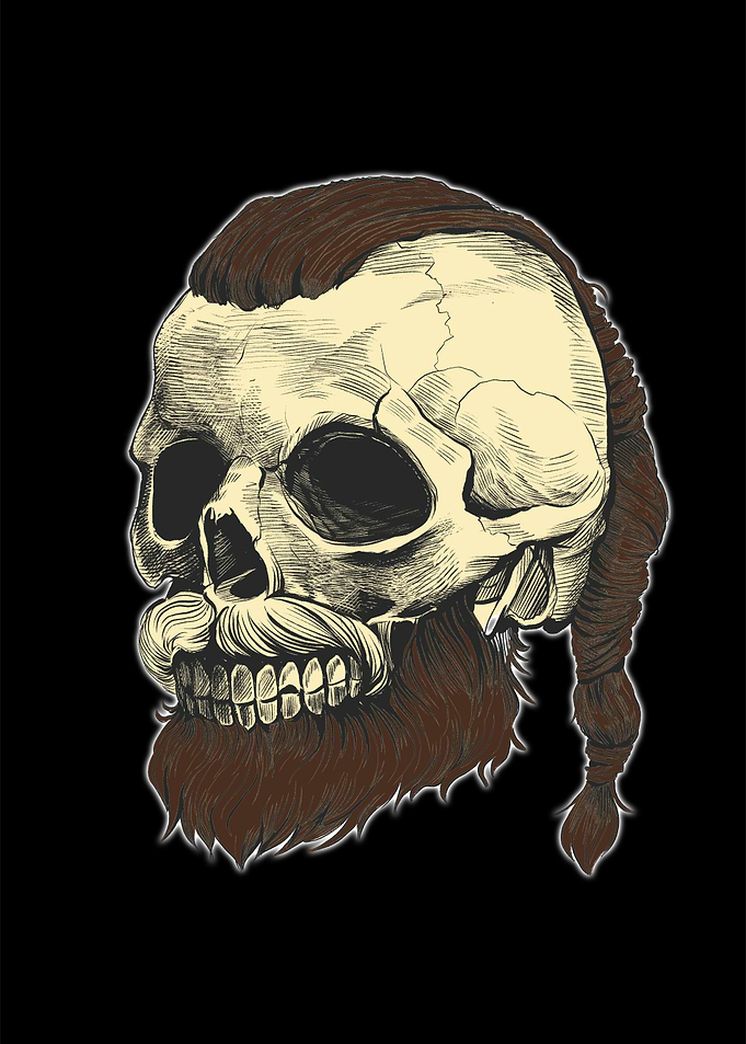Viking Beard Skull Art