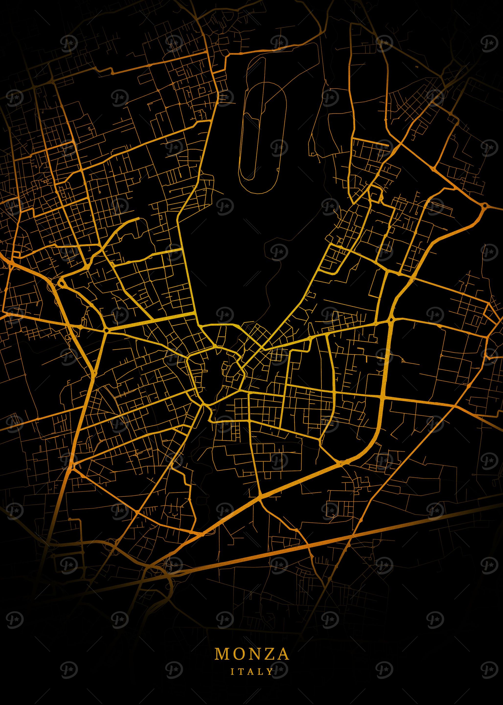 Monza City Map Gold
