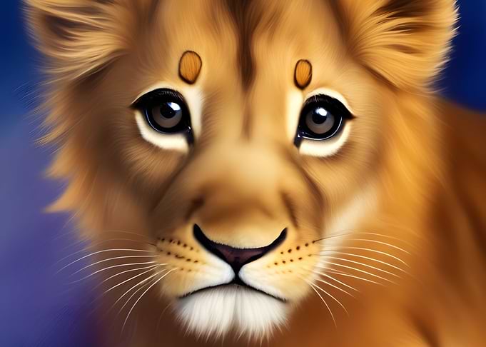 Close up of a baby lion