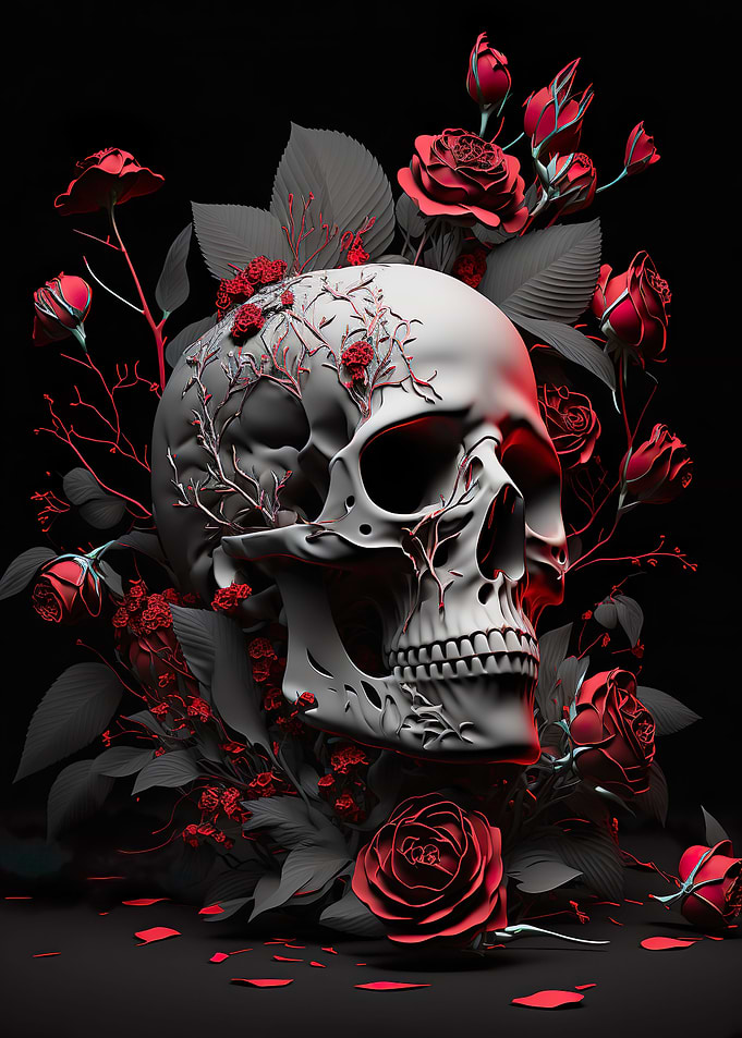 Red roses Skull