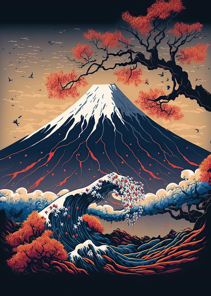 Vintage Asian landscape