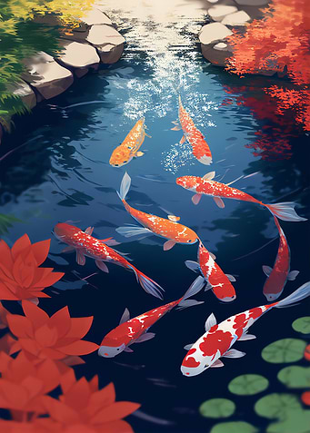 Pond koi fish aesthetic