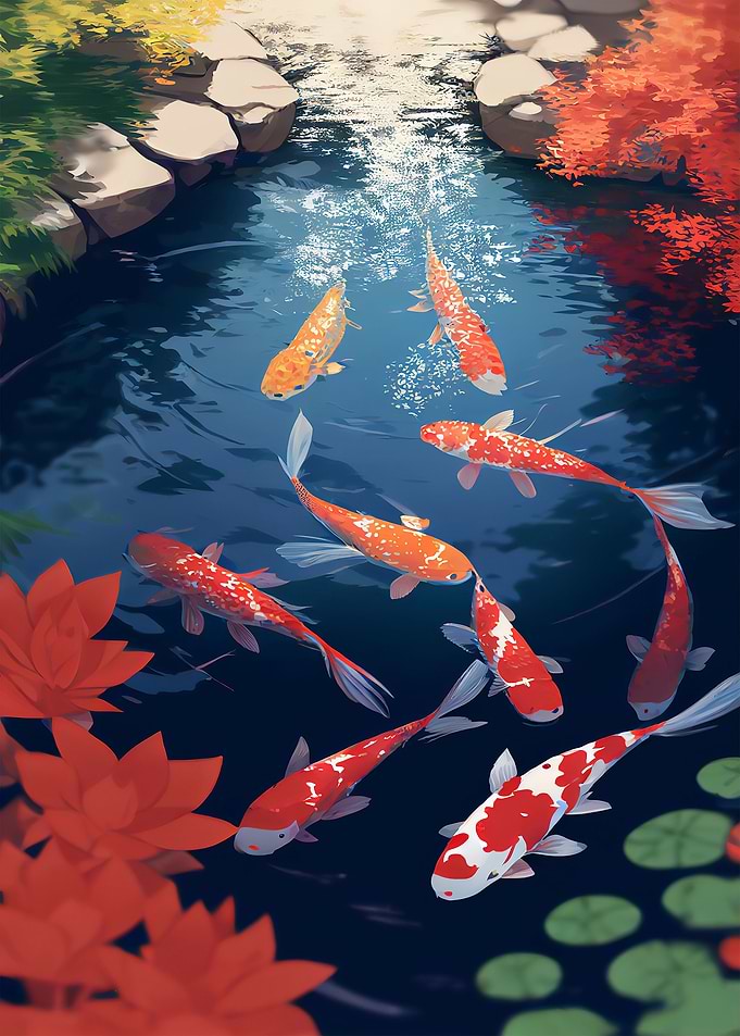 Pond koi fish aesthetic