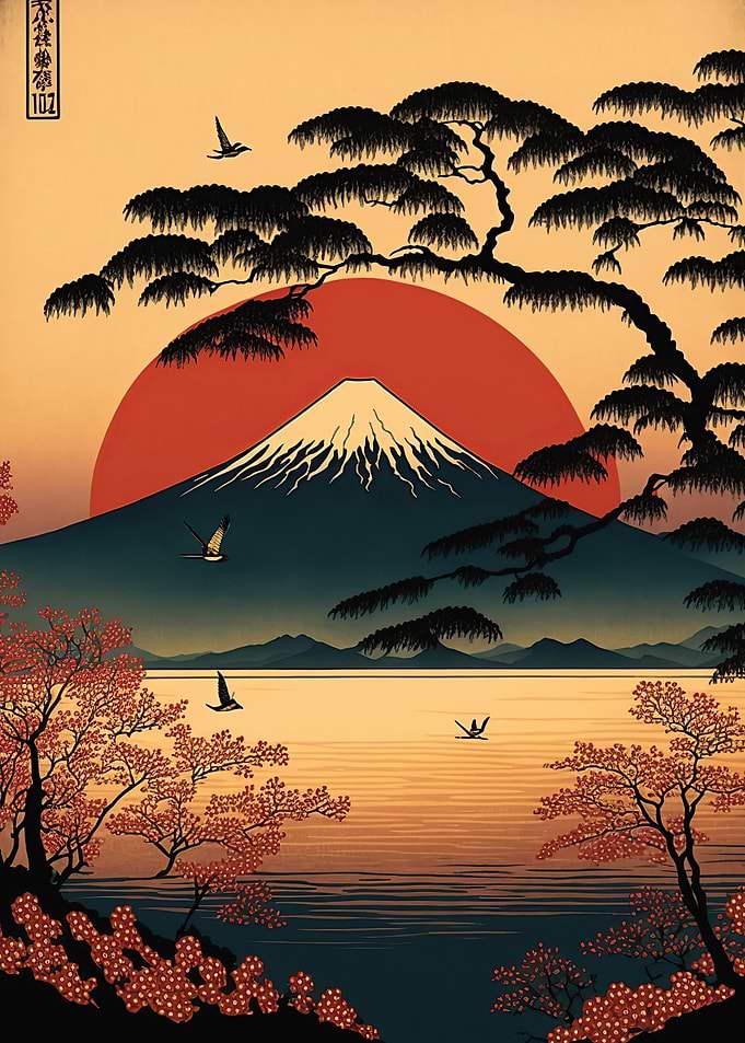 Vintage Asian landscape