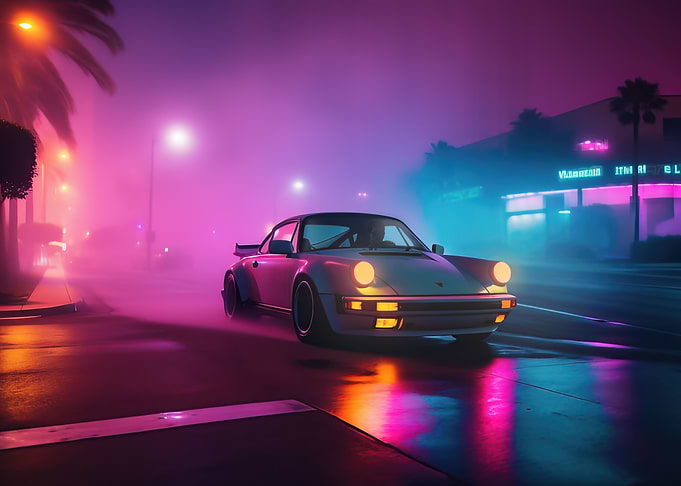 Retro Synthwave supercar