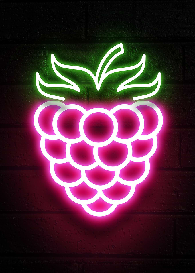 Raspberry neon fruit