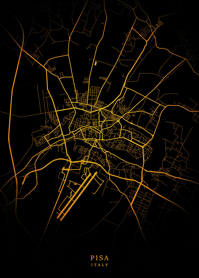 Pisa City Map Gold