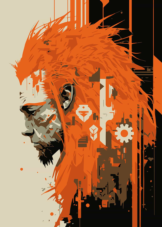 Abstract Cyberpunk Human