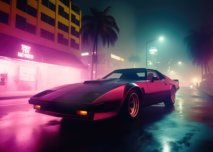 Retro Synthwave supercar