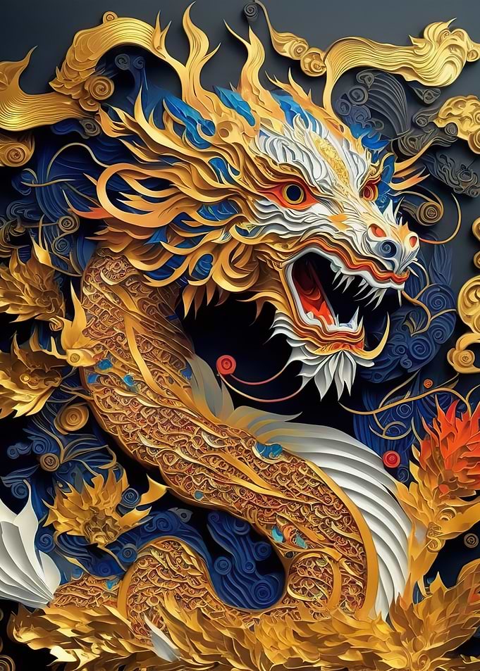 Dragon in waves