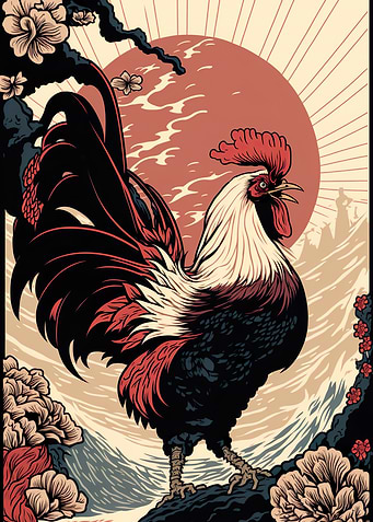 Rooster Ukiyo e Japanese
