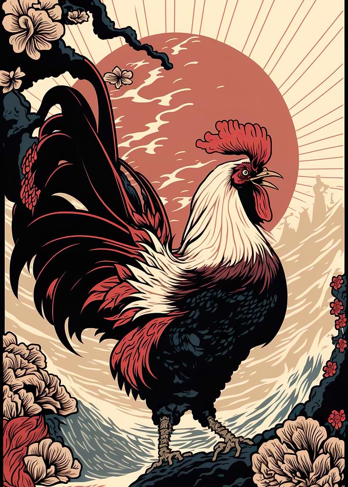 Rooster Ukiyo e Japanese