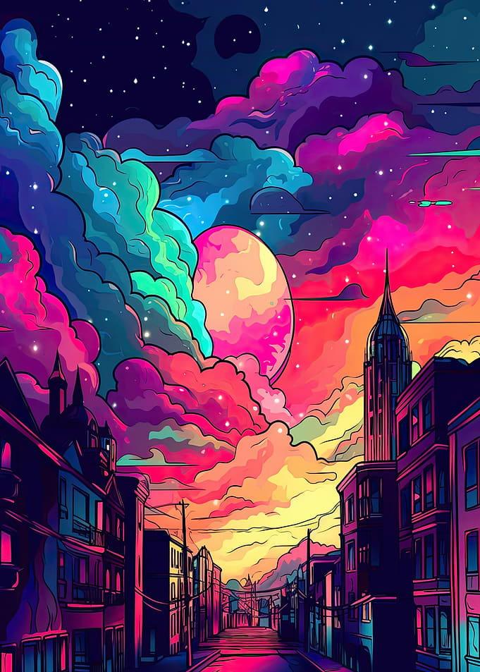 Dreamlike City Painting