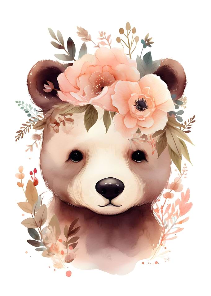 Floral Baby Bear