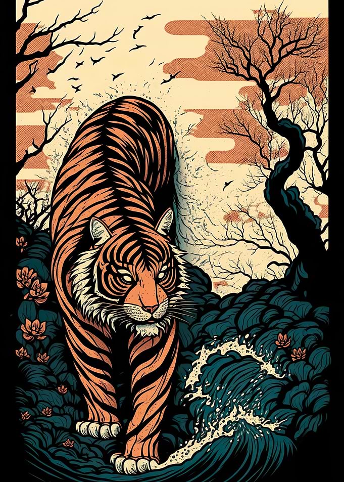 Tiger Ukiyo e Japan China