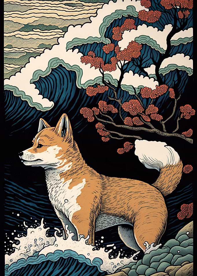 Shiba Inu Ukiyo e Japan