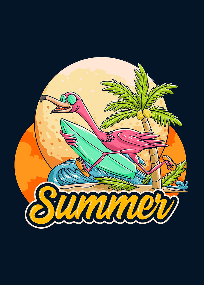 Flamingo surfing