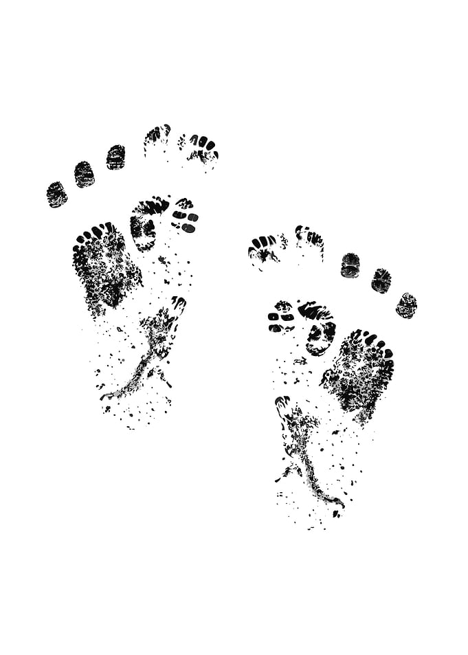 Footprints human feet bare