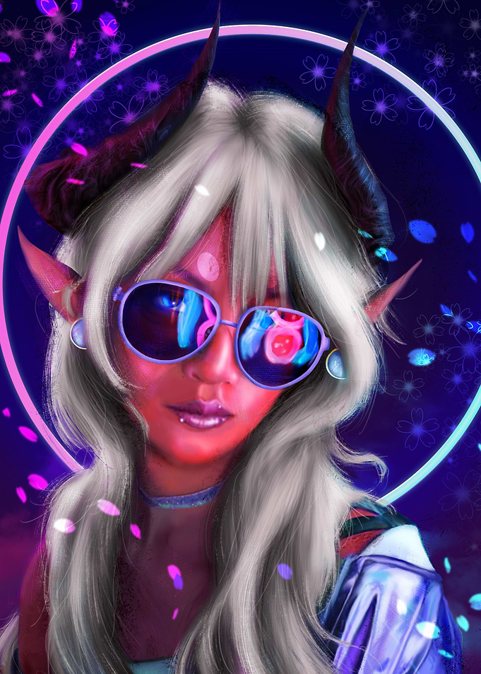 Neon Oni Portrait