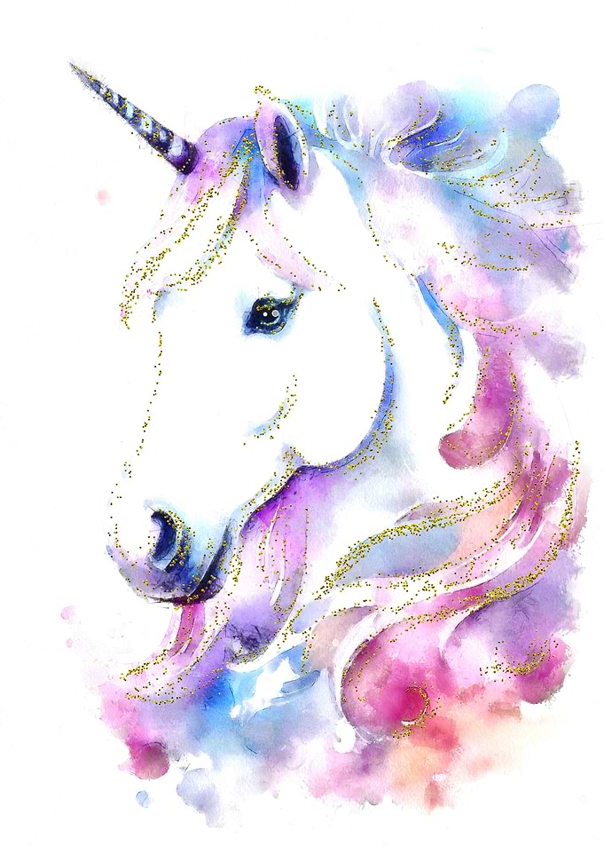 Unicorn head gold glitters