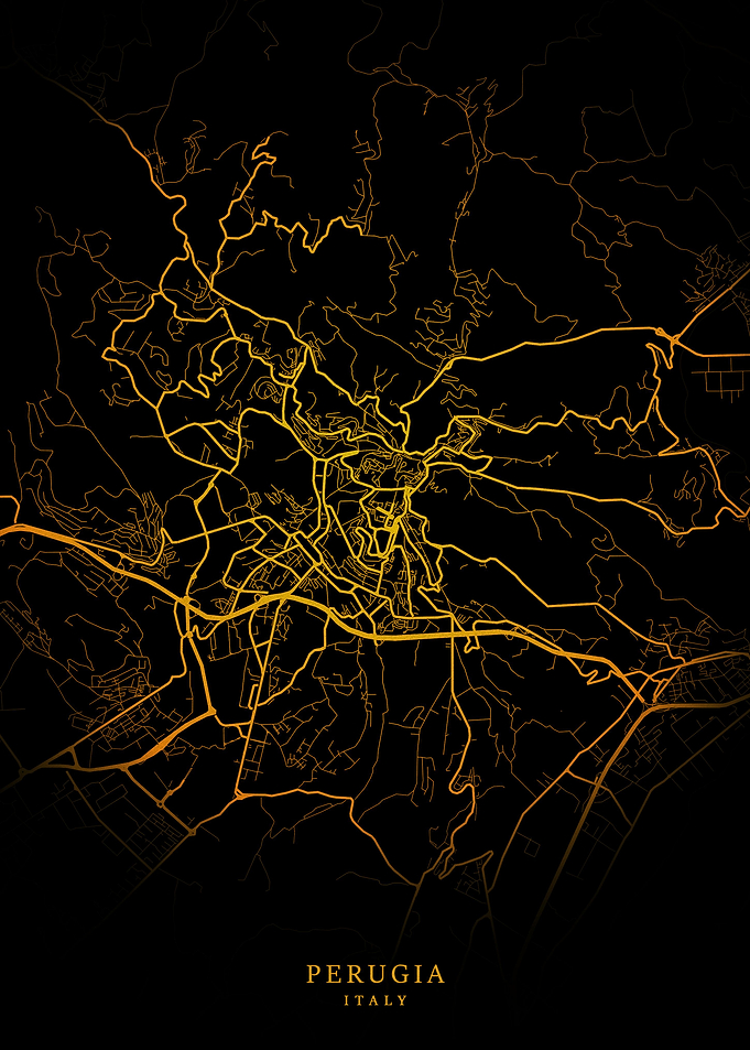 Perugia City Map Gold