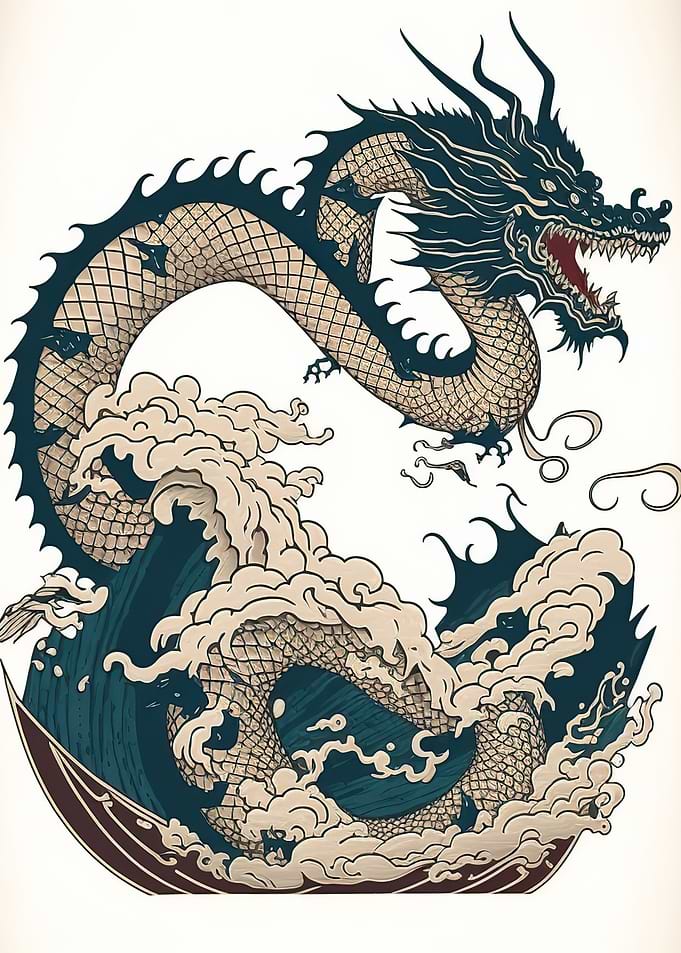 Dragon in waves