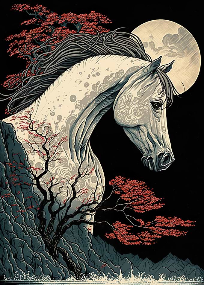 Horse ukiyo e Japan China