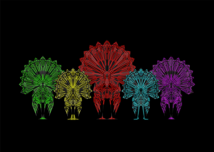 Turkeys Lowpoly Neon