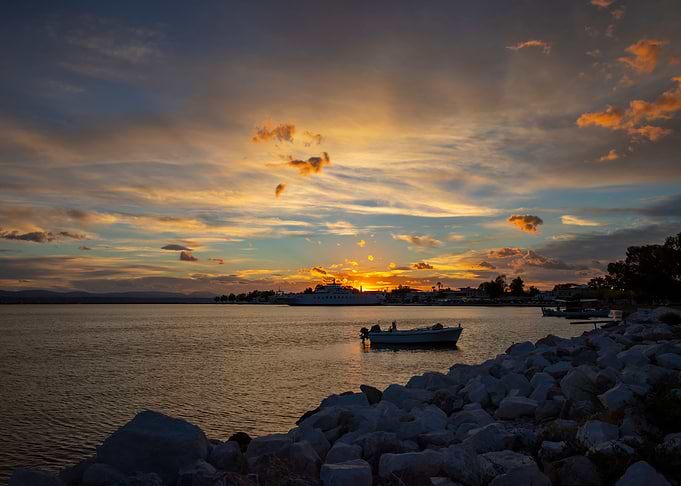 Sunset on a Greek island