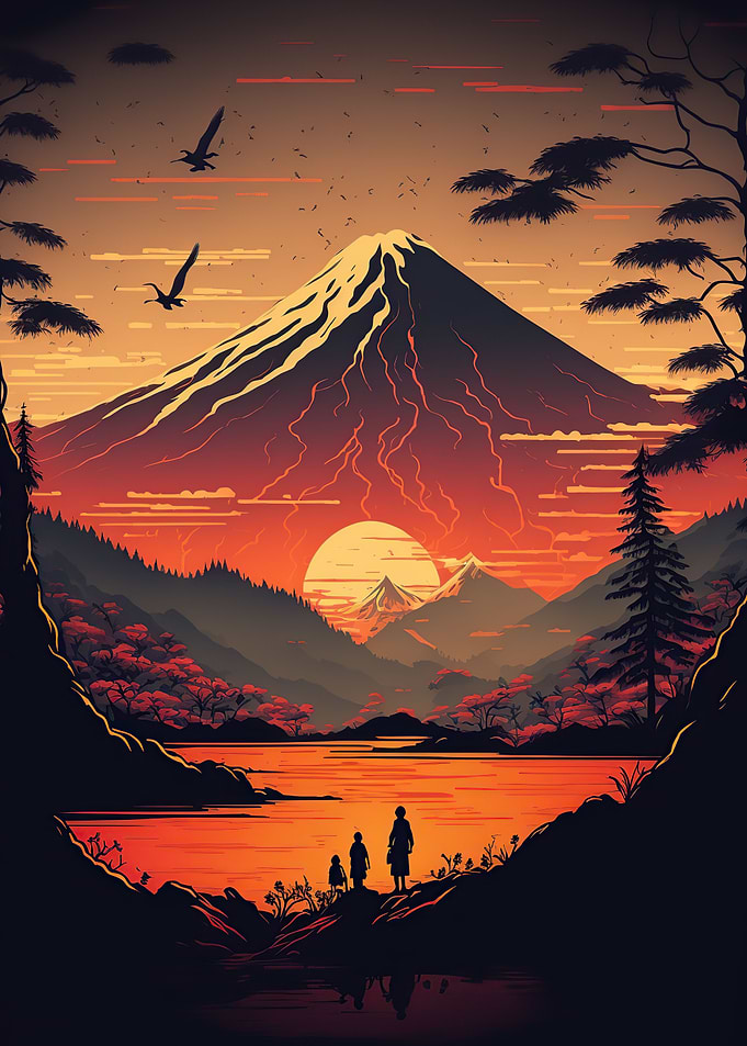 Vintage Asian landscape