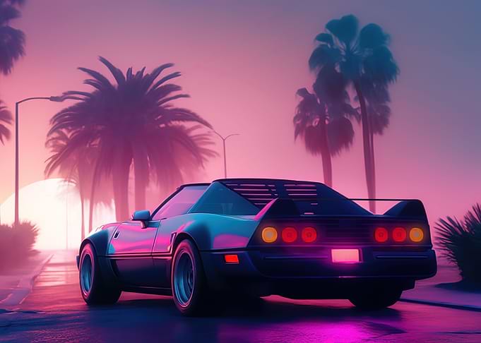 Retro Synthwave supercar