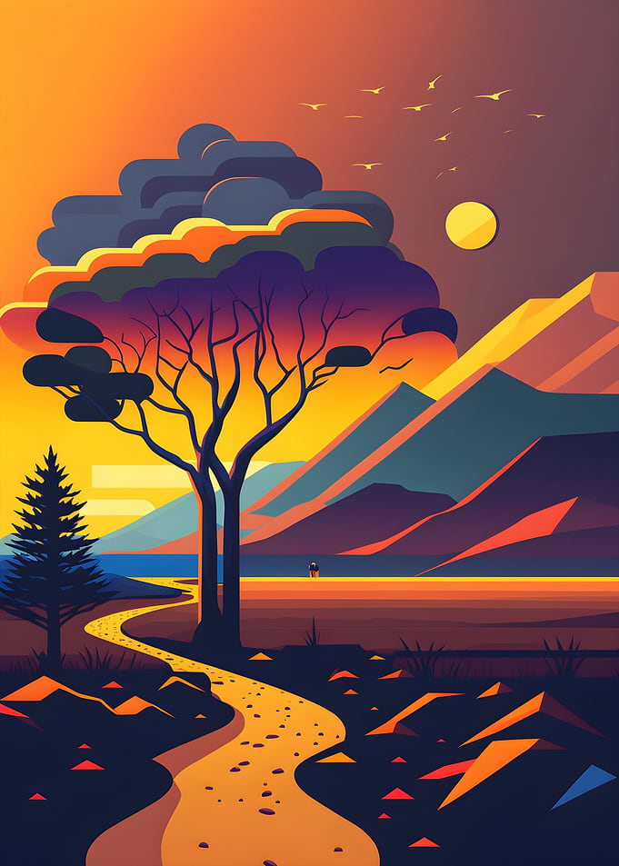 Colorful of a mountain
