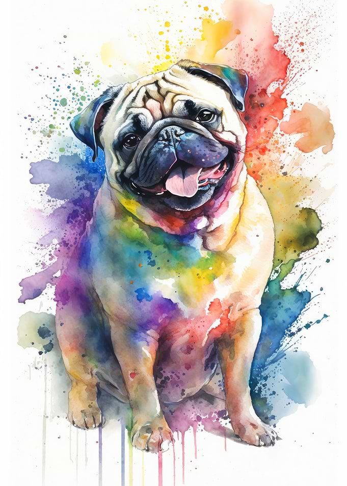 Pug Dog Watercolor