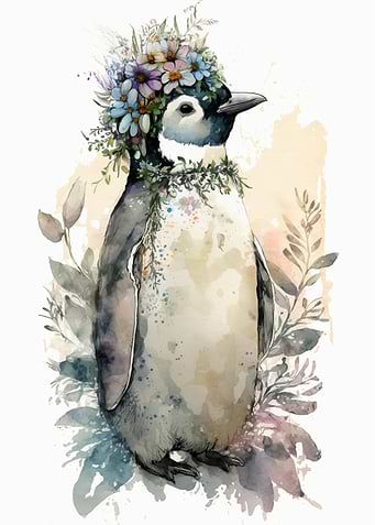 Penguin Watercolor Art
