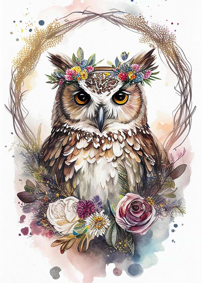 Owl Watercolor Painting