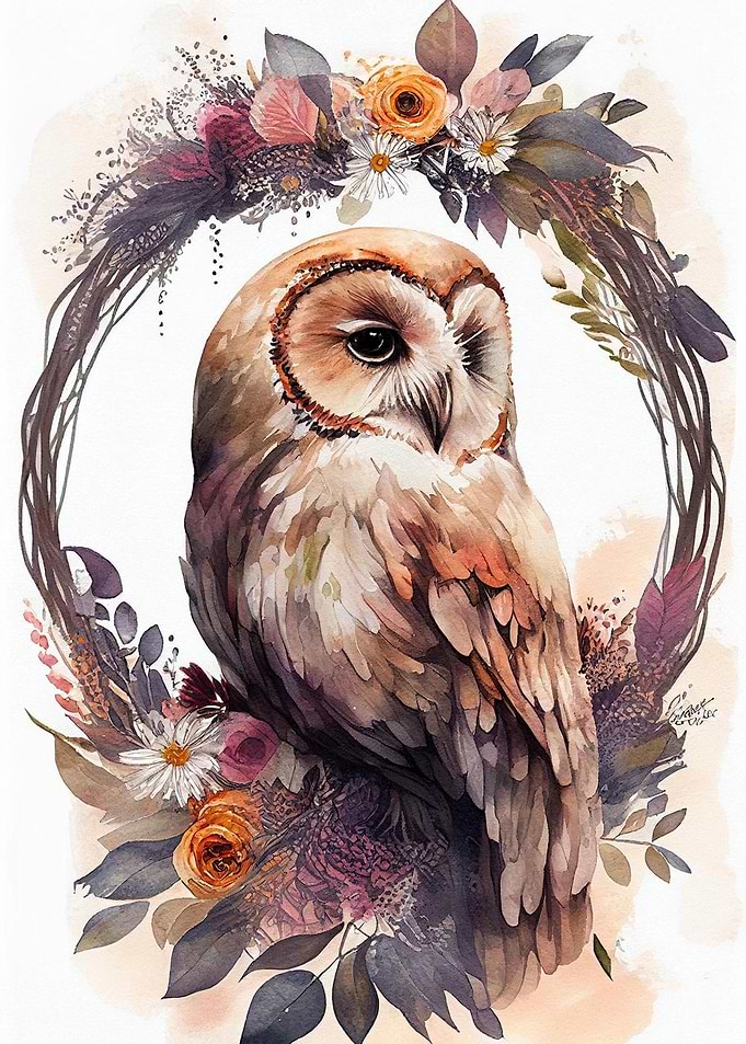 Owl Watercolor Painting