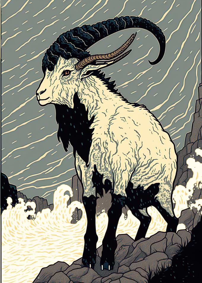 Goat Ukiyo e Japan China