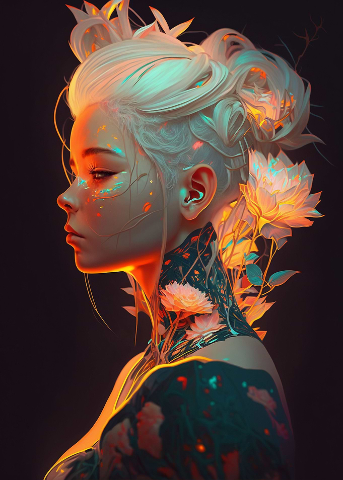 Floral Cyberpunk Girl