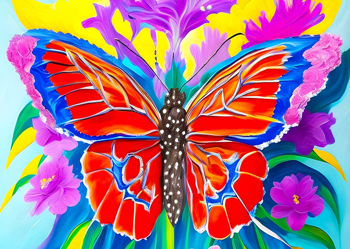 Butterfly on a blue