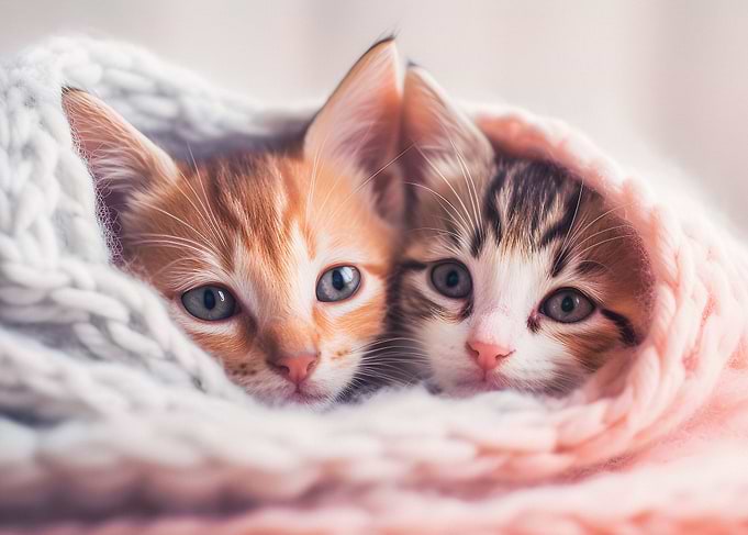Kittens under a blanket