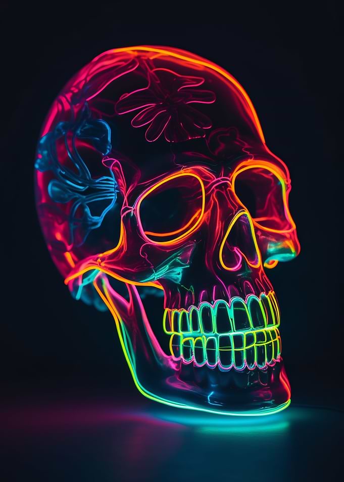 Glowing Neon Skull