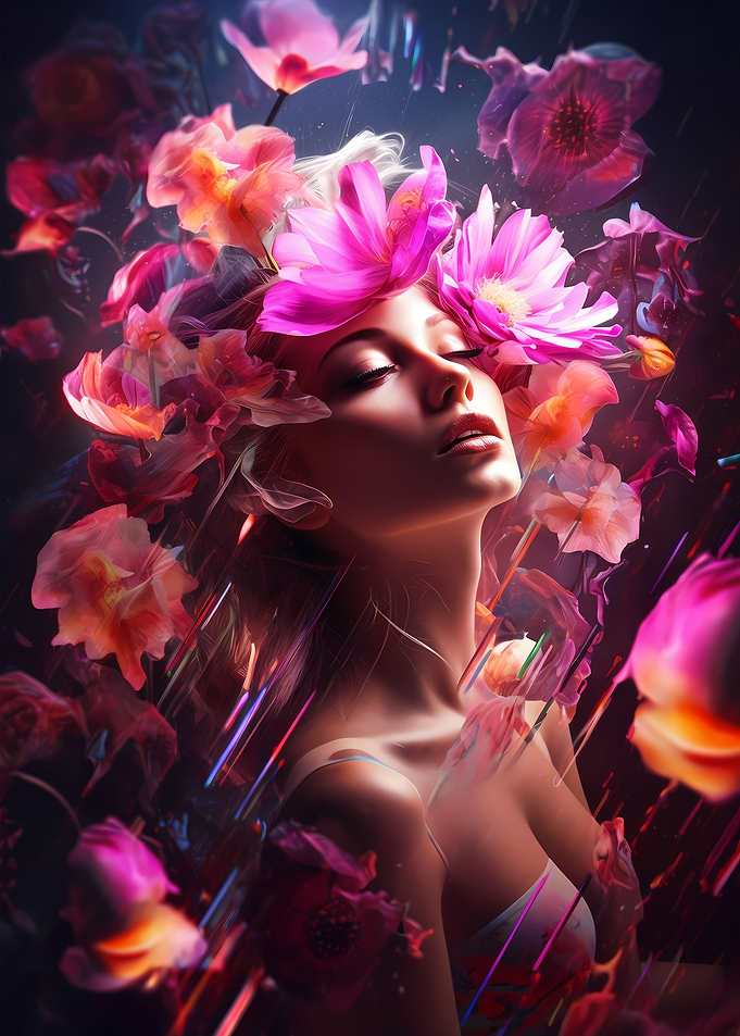 Floral Flower Girl Neon