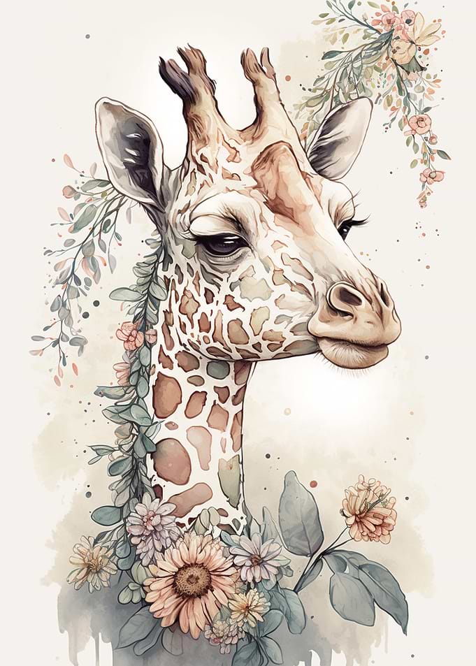 Giraffe Watercolor Art