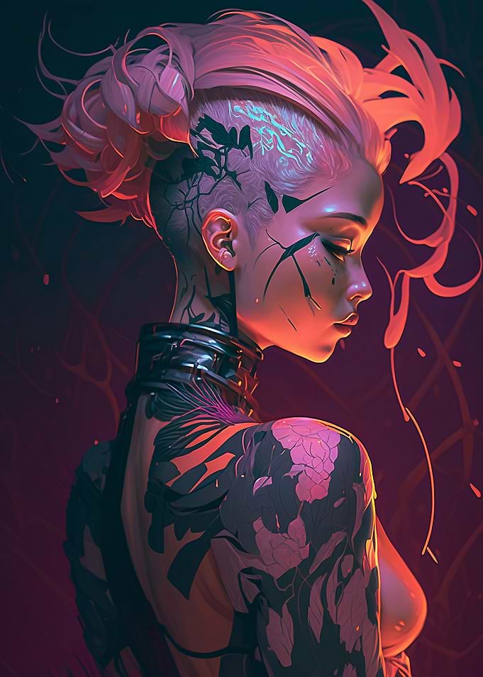 Floral Cyberpunk Girl